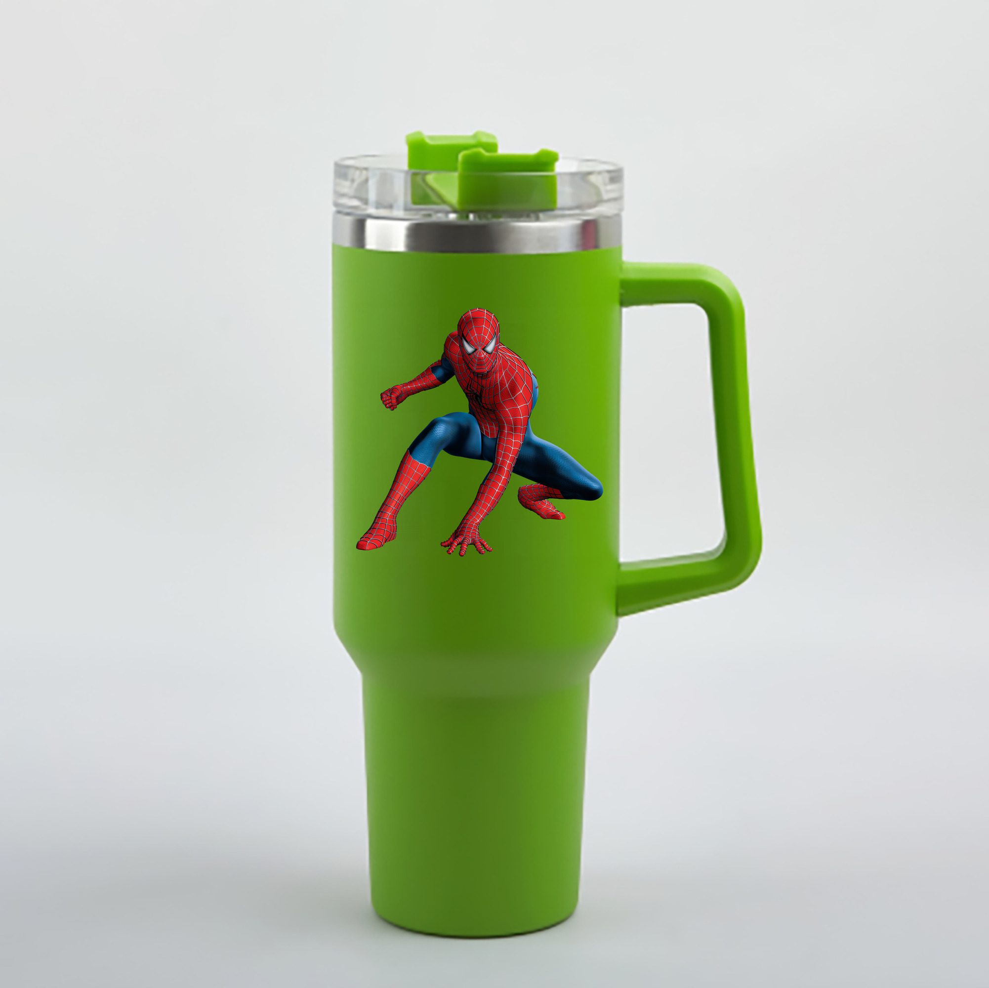 （画像用） Spider Man スパイダーマン 1200mL車用タンブラー - クリスタルステッカー（プラスチックストロー付き）
